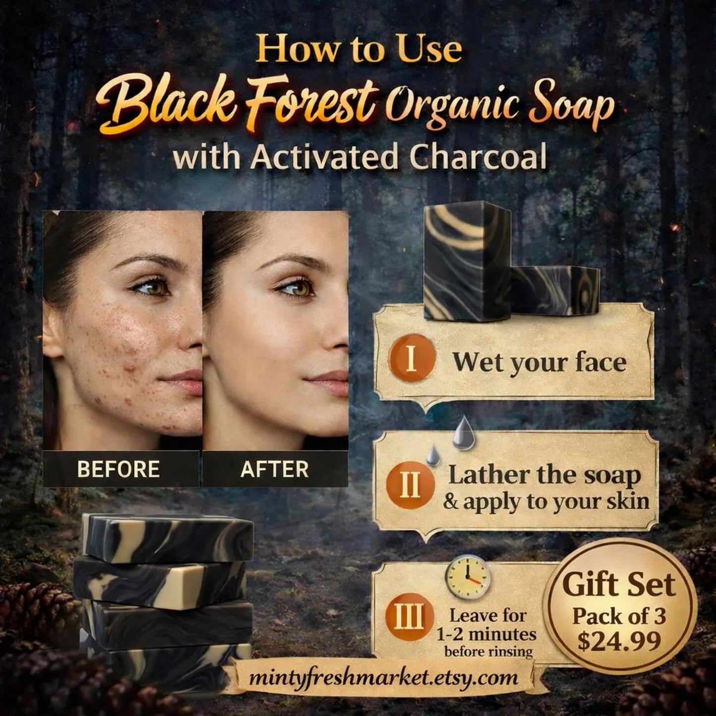 Black Forest Activated Charcoal Organic Soap